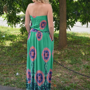 Rochie lunga de vara, culoare rosu-bleumarin - Img 6