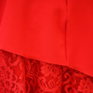 Rochie Makenzie cu insertii de dantela,nuanat de rosu - Img 5