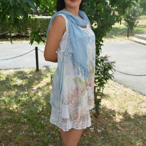 Rochie moderna cu dantela, alba, model casual cu lungime medie - Img 5
