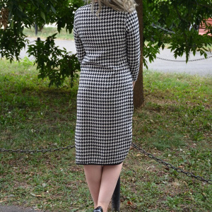 Rochie moderna , de culoare negru-alb in carouri mici - Img 3