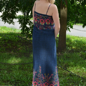 Rochie moderna de nuanta bleumarin, design cu aspect de blug - Img 4