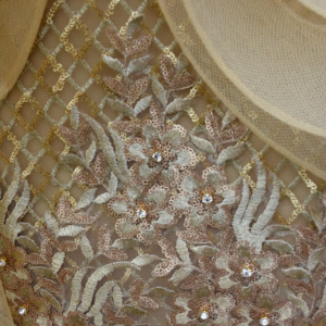 Rochie moderna de ocazie, aurie, cu broderie si paiete fine - Img 4