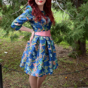 Rochie moderna, nuanta de bleumarin, curea lata in talie - Img 3