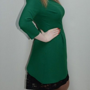 Rochie moderna, nuanta de verde, dantela aplicata la spate - Img 3