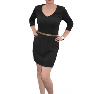 Rochie mulata, de culoare neagra, cu o curea in talie - Img 1