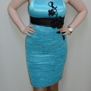 Rochie mulata, nuanta de turcoz, design floral fashion - Img 5