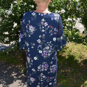 Rochie rafinata ,croi lejer cu imprimeu floral , culoare bleumarin - Img 5