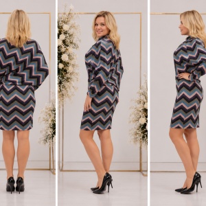 Rochie rafinata cu croiala fashion si design de dungi multicolore - Img 2