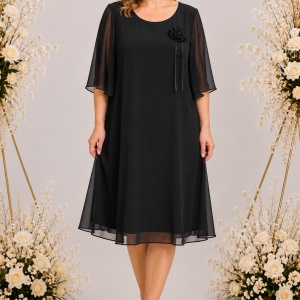 Rochie rafinata din vual fin , nuanta de negru