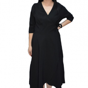 Rochie rafinata Eda,croi clos si decolteu in V,neagra - Img 1