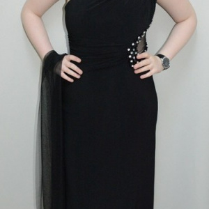 Rochie rafinata, model lung one-shoulder, de culoare neagra - Img 2