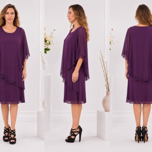 Rochie Rut cu aplicatii de strasuri,nauant de mov - Img 3