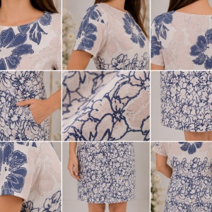 Rochie scurta de birou, imprimeu multicolor, de primavara-vara - Img 3