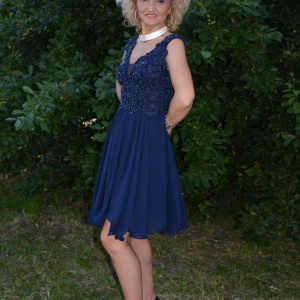 Rochie scurta de seara cu margele aplicate, nuanta bleumarin - Img 3
