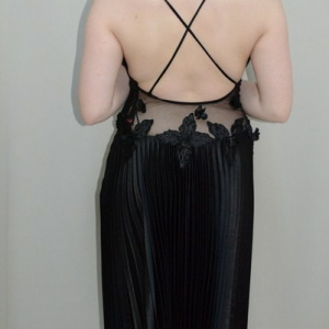 Rochie tinereasca cu aspect transparent in talie, nuanta neagra - Img 5