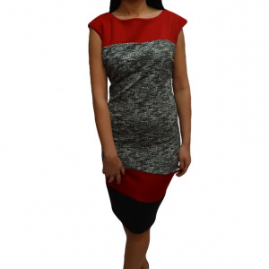 Rochie tinereasca cu design de dungi multicolore si croi cambrat - Img 1