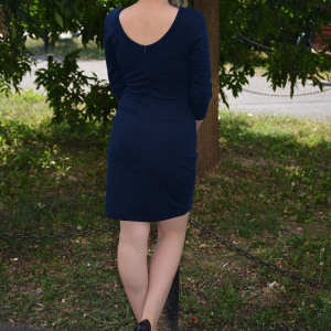 Rochie tinereasca, de culoare bleumarin, decolteu rotund - Img 6