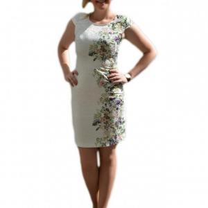 Rochie trendy cu aspect clasic, culoare alba cu imprimeu pe lateral - Img 1