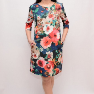Rochie trendy cu imprimeu floral, multicolor, de primavara-vara - Img 4