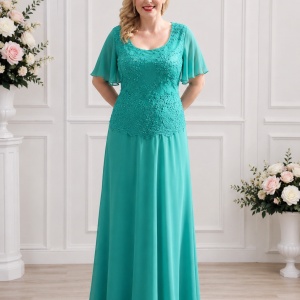 Rochie turcoaz cu aspect de costum, model lung, masura mare