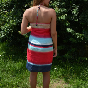 Rochie usoara, comoda de zi, design de dungi multicolore - Img 4