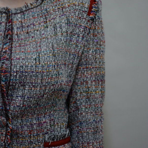 Sacou casual cu maneca lunga, din tesatura cu fibre multicolore - Img 2
