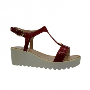 Sanda comoda de culoare rosie din piele lacuita - Img 1