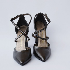 Sandale elegante negru sidef cu barete si strassuri - Img 6