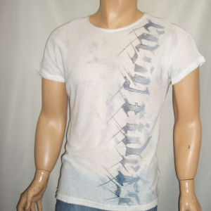 Tricou barbatesc, pe nuanta gri, cu imprimeu gri tip litere - Img 1