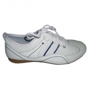 Adidas alb, design modern de perforatii, cusaturi albastre - Img 1