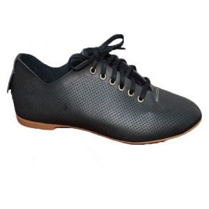 Adidas cu siret din piele naturala model tip plasa, de culoare neagra - Img 1