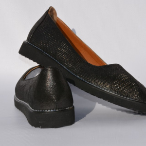 Balerin confortabil in nuanta de negru sidef, cu talpa joasa, flexibila - Img 5