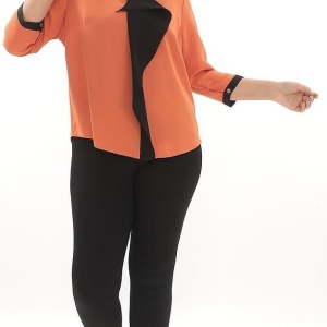 Bluza casual-eleganta nuanta de corai cu maneca trei sferturi