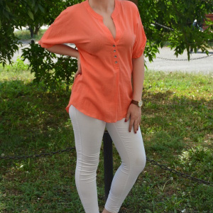 Bluza de culoare portocalie, cu maneci cu lungime ajustabila - Img 4