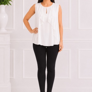 Bluza din matase, de culoare bej, fara maneca si decolteu mic