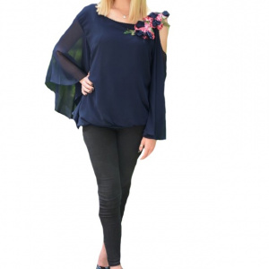 Bluza Divine,decupaj la nivelul umeriilor,nuanata de bleumarin - Img 1