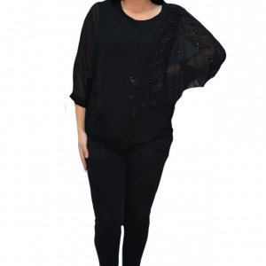 Bluza eleganta cu aplicatii deosebite Dakota,nuanta de negru - Img 1
