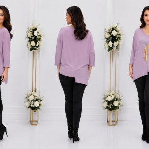 Bluza eleganta Uma cu insertii de strasuri ,nuanta de mov - Img 2