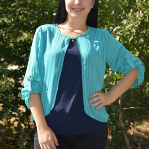 Bluza tinereasca in nuante de albastru cu design de dungi subtiri - Img 4