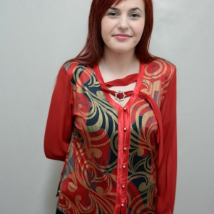 Bluza tip camasa, de culoare rosie cu imprimeu, masura mare - Img 2