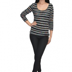 Bluza tricotata,model multicolor ,nuanta neagra - Img 1