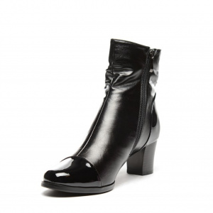 Botina de toamna-iarna, de culoare neagra, cu model fronsat - Img 2