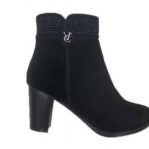Botina scurta de toamna, de culoare neagra, cu decor de strasuri - Img 4
