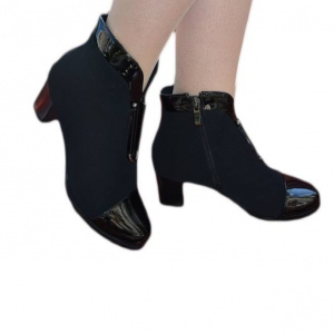 Botina scurta de toamna-iarna, usor imblanita, de culoare neagra - Img 1
