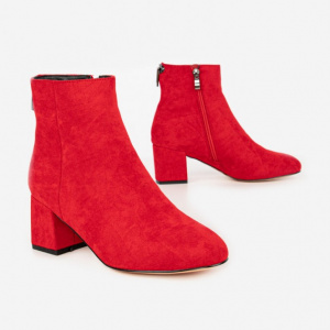 Botine Chesy accesorizate cu fermuar la spate,nuanta de rosu - Img 3