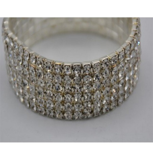 Bratara eleganta, cu constructie elastica, nuanta argintie cu cristale - Img 3
