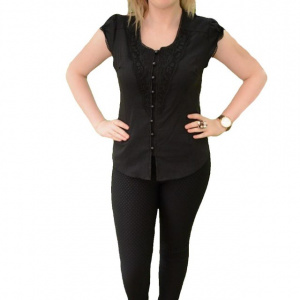 Camasa neagra, clasica, cu maneca scurta si design rafinat - Img 1