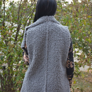 Cardigan tip vesta Xenai cu insertii de blanita pe spate,nuanta de gri - Img 6