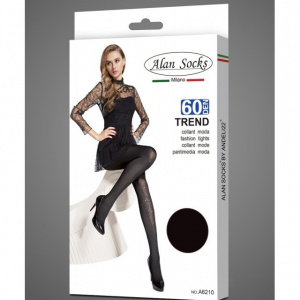 Ciorap elegant de dama, 60 DEN, negru cu cristale argintii aplicate - Img 4