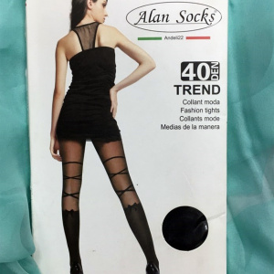 Ciorap pantalon de dama cu model de dunga si fundita, de 40 den - Img 3
